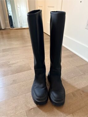 Zara Black Knee-High Rain Boots